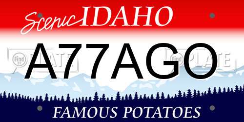 A77AGO Idaho License Plate