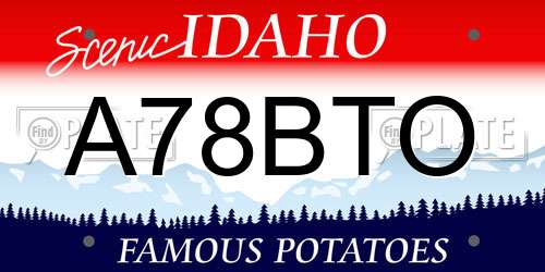 A78BTO Idaho License Plate