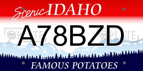 A78BZD Idaho License Plate