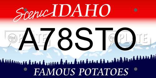 A78STO Idaho License Plate