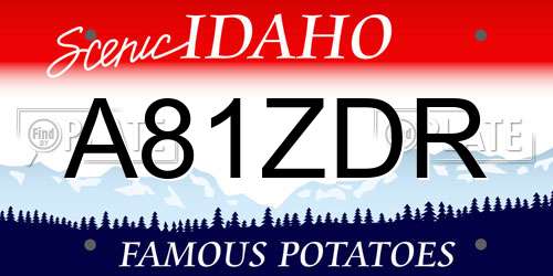 A81ZDR Idaho License Plate