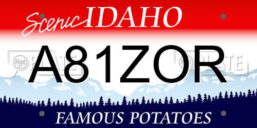 A81ZOR Idaho License Plate