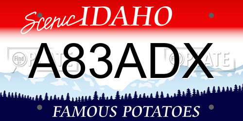 A83ADX Idaho License Plate