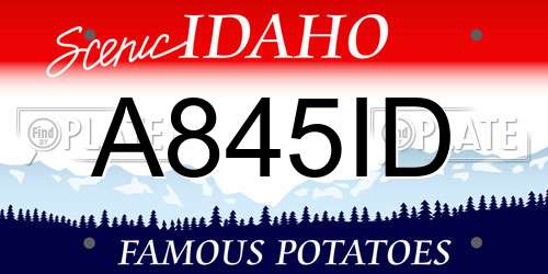 A845ID Idaho License Plate
