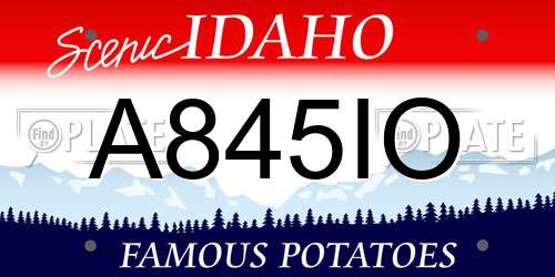 A845IO Idaho License Plate