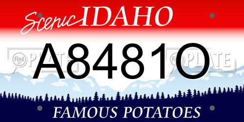 A8481O Idaho License Plate