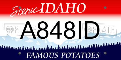 A848ID Idaho License Plate