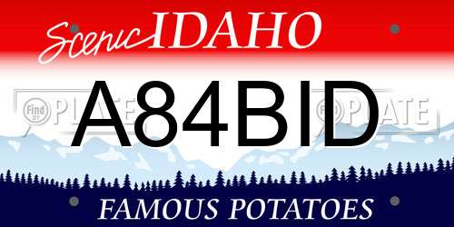 A84BID Idaho License Plate