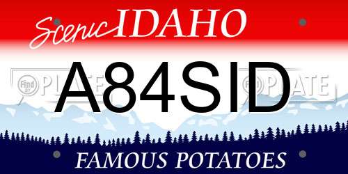 A84SID Idaho License Plate