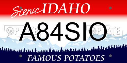 A84SIO Idaho License Plate