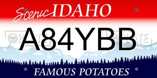 A84YBB Idaho License Plate