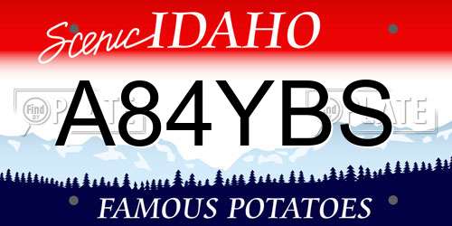 A84YBS Idaho License Plate