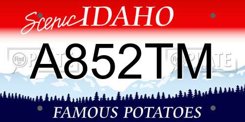 A852TM Idaho License Plate