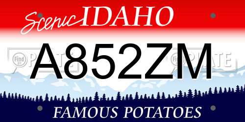 A852ZM Idaho License Plate