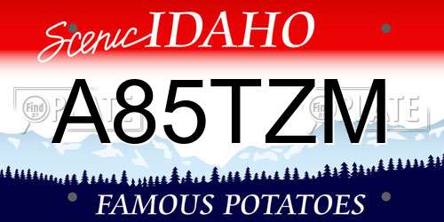 A85TZM Idaho License Plate