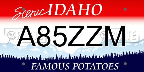 A85ZZM Idaho License Plate