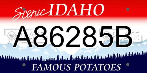 A86285B Idaho License Plate