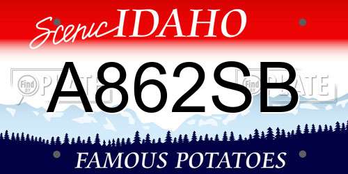 A862SB Idaho License Plate