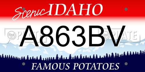 A863BV Idaho License Plate