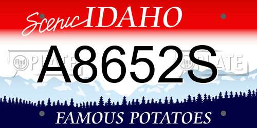 A8652S Idaho License Plate
