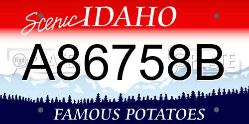 A86758B Idaho License Plate