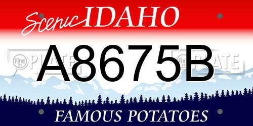 A8675B Idaho License Plate