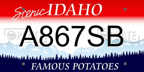 A867SB Idaho License Plate