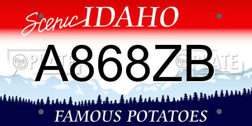 A868ZB Idaho License Plate