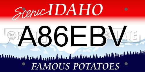 A86EBV Idaho License Plate