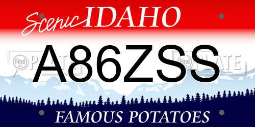A86ZSS Idaho License Plate