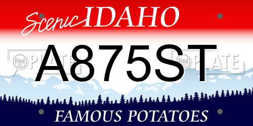 A875ST Idaho License Plate