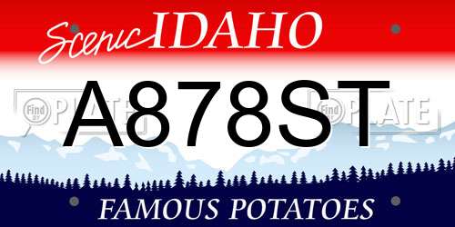 A878ST Idaho License Plate
