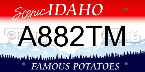A882TM Idaho License Plate