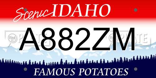 A882ZM Idaho License Plate
