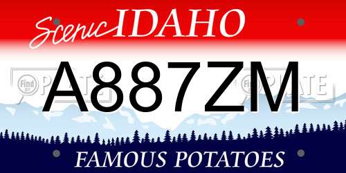 A887ZM Idaho License Plate