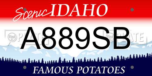 A889SB Idaho License Plate