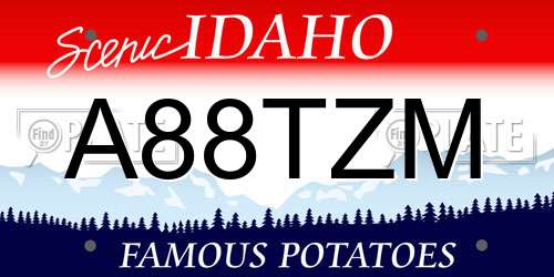 A88TZM Idaho License Plate