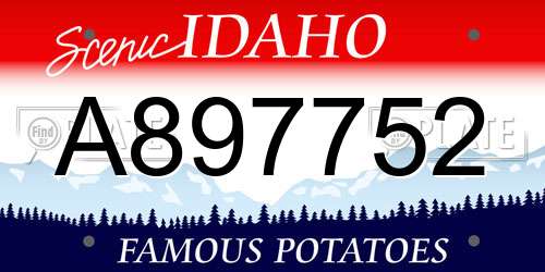 A897752 Idaho License Plate