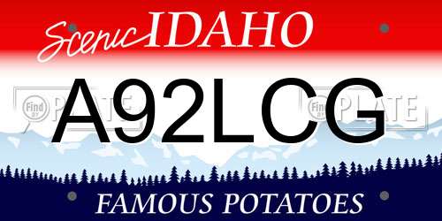 A92LCG Idaho License Plate