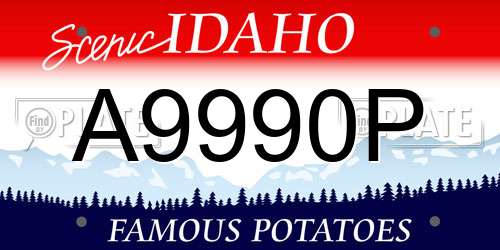 A9990P Idaho License Plate