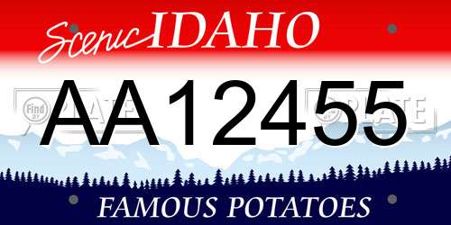 AA12455 Idaho License Plate