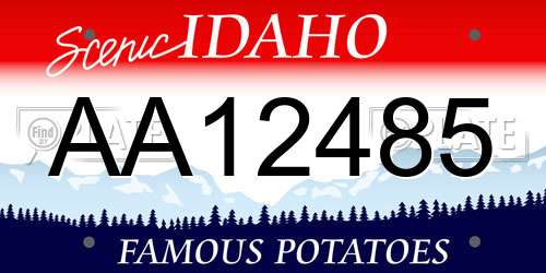 AA12485 Idaho License Plate