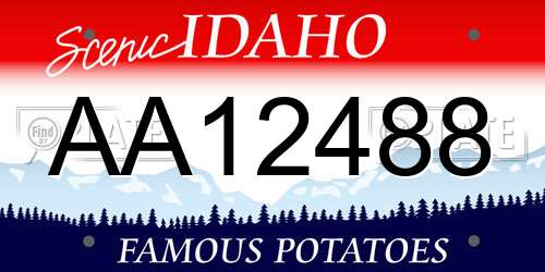 AA12488 Idaho License Plate