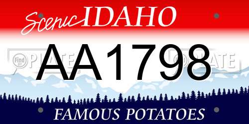 AA1798 Idaho License Plate