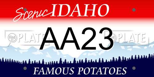 AA23 Idaho License Plate