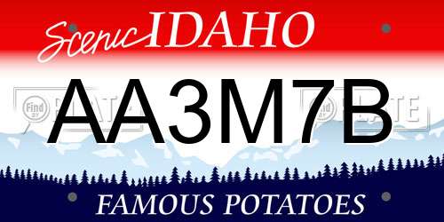 AA3M7B Idaho License Plate