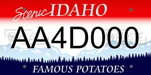 AA4D000 Idaho License Plate