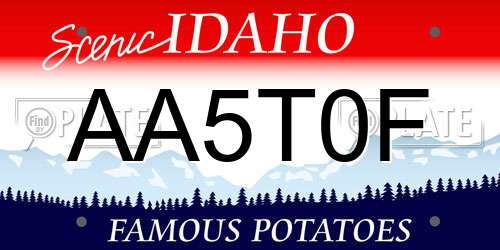 AA5T0F Idaho License Plate