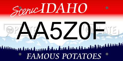 AA5Z0F Idaho License Plate
