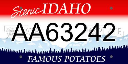 AA63242 Idaho License Plate